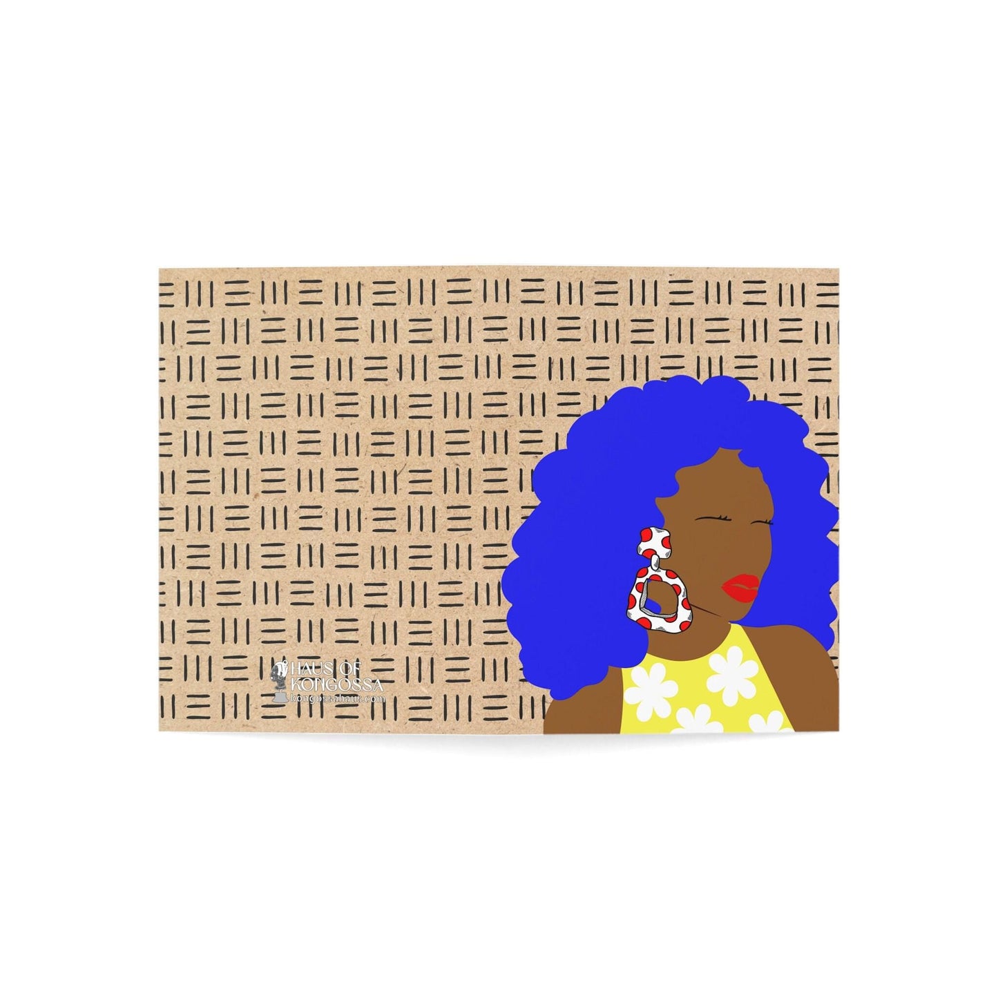 Lady Blue African Greeting Cards (1, 10pcs)