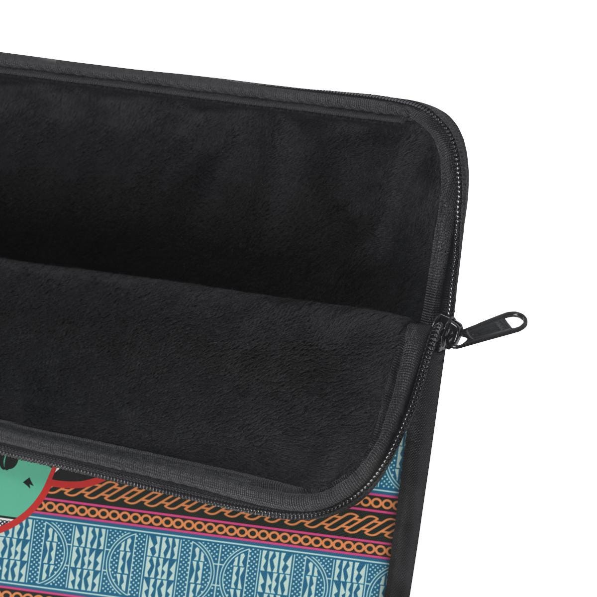 a black case with a colorful pattern on it