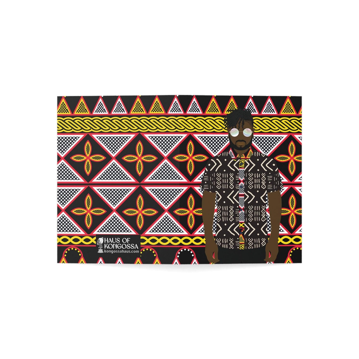 Pascale in Mudcloth  - Yellow Toghu Backdrop African Greeting Cards (1, 10pcs)