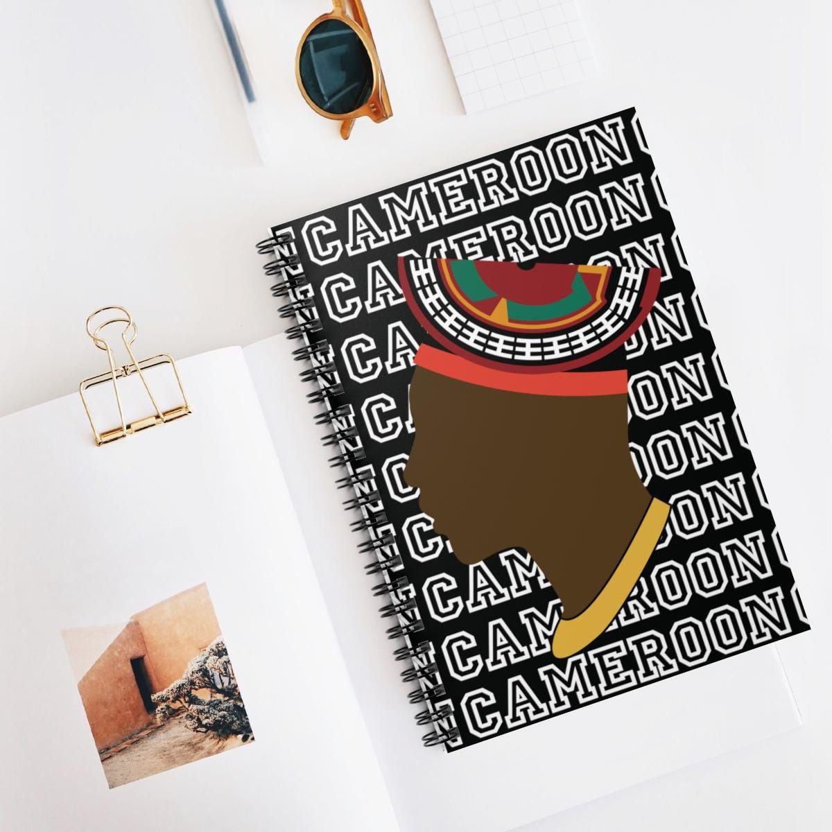 Man in Bamenda Hat on Cameroon - Front Cover Print - Spiral Notebook - Ruled Line