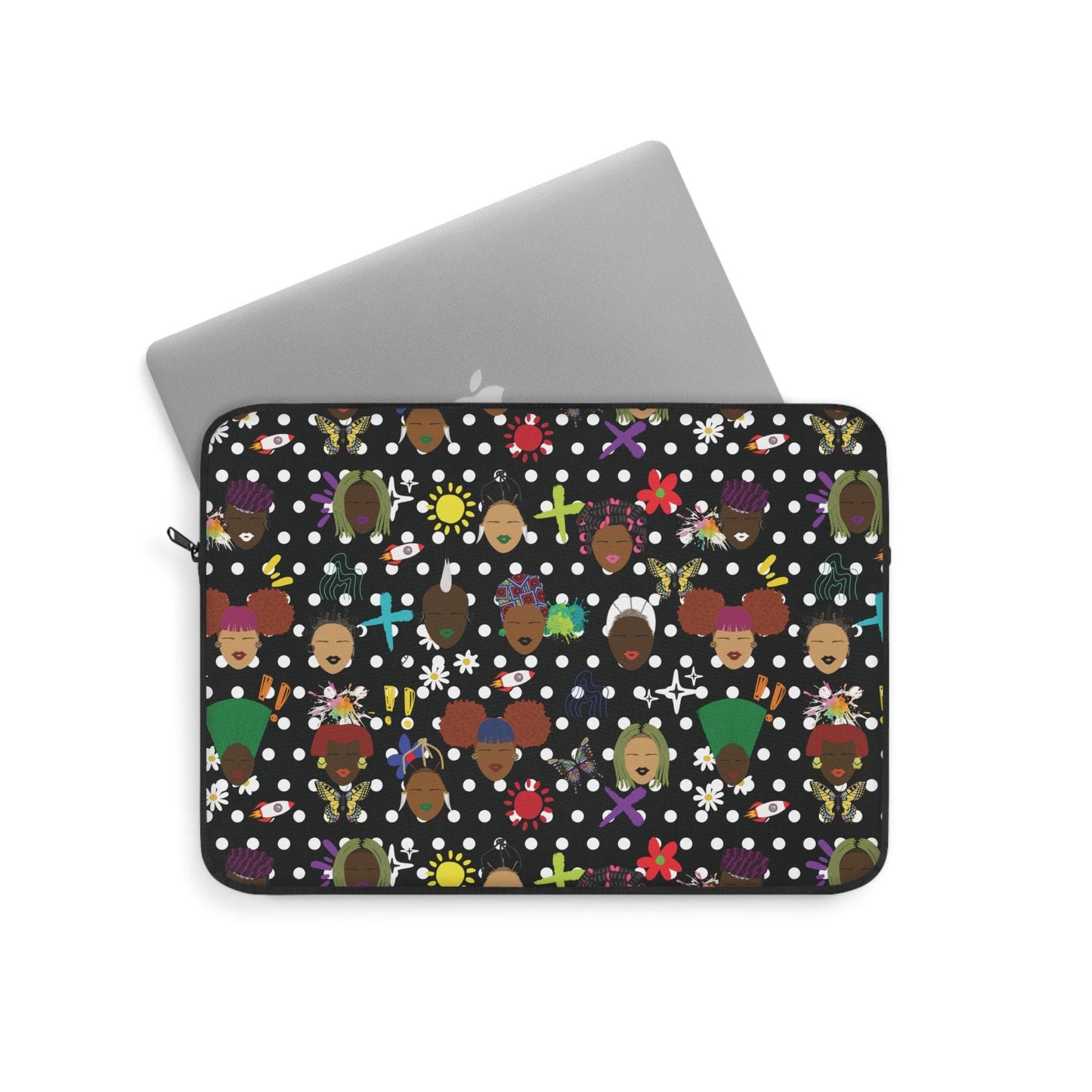 African Laptop Sleeve with Polka Dots  Stylish  Protective Case, Pro Macbook Air Sleeve