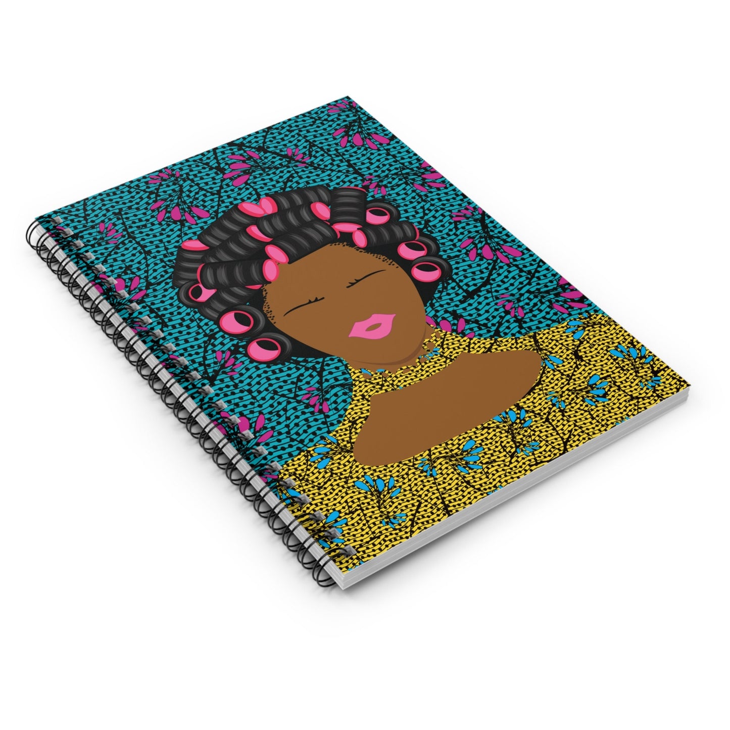 Curlers and Flowers Front Cover Spiral Notebook - Ruled Line