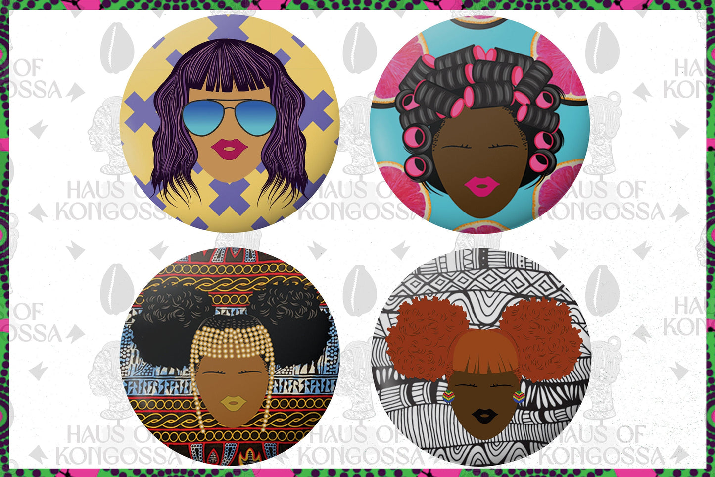 Black Girl Art Compact Handheld Mirror, 2.25 Matte Finish Pocket Makeup Mirror