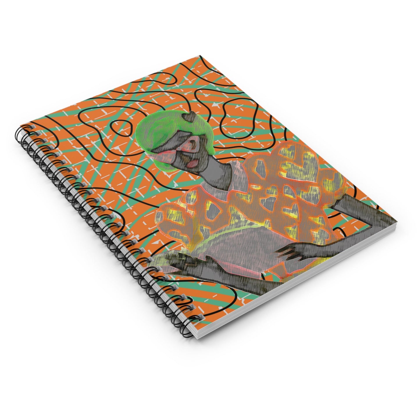 Lochwak Reads on La Lineas Abstract Orange Spiral Notebook, Front Cover Print - Ruled Lines