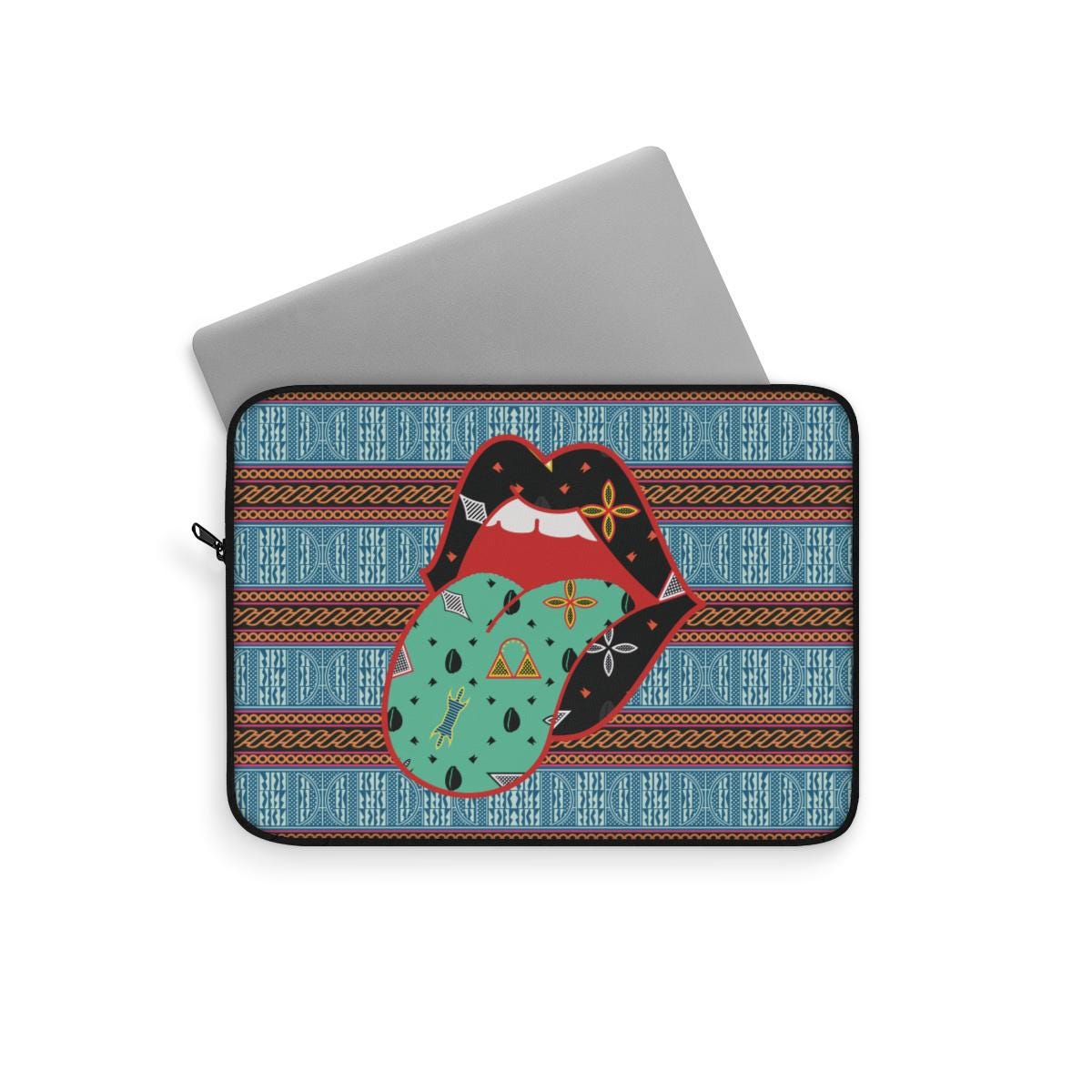 a laptop case with a picture of a woman's face on it