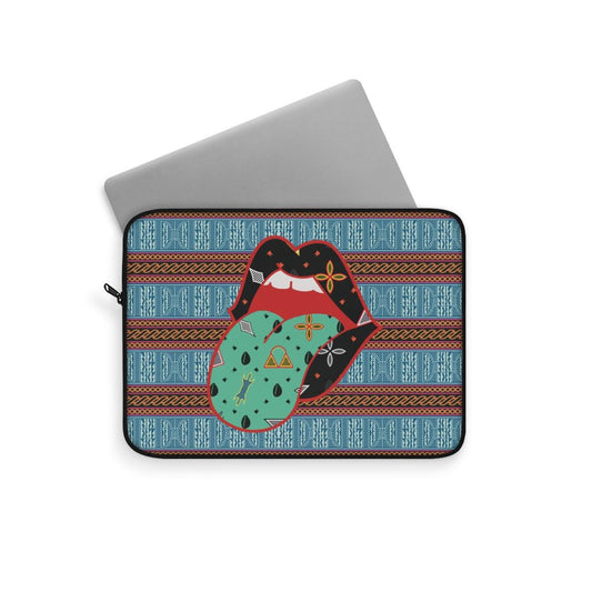 a laptop case with a picture of a woman's face on it