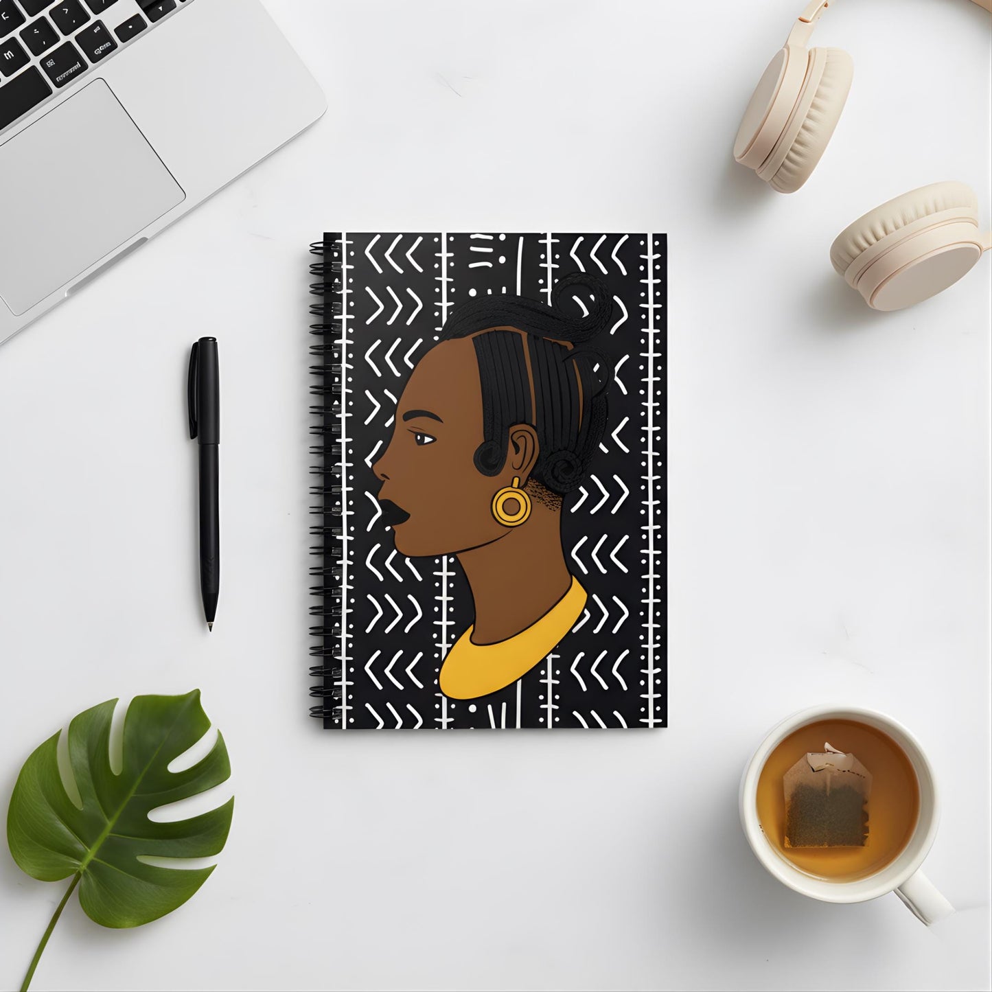 Lady Kongossa Spiral Notebook: African Mudcloth Print Journal