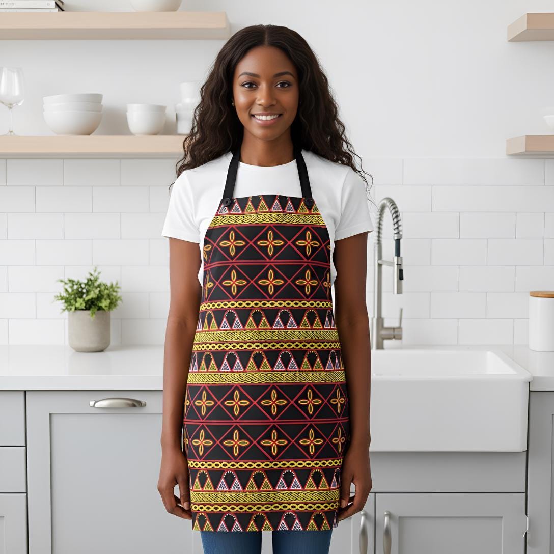 Toghu Print Kitchen Apron - Retro Chef Style, Cooking Gift
