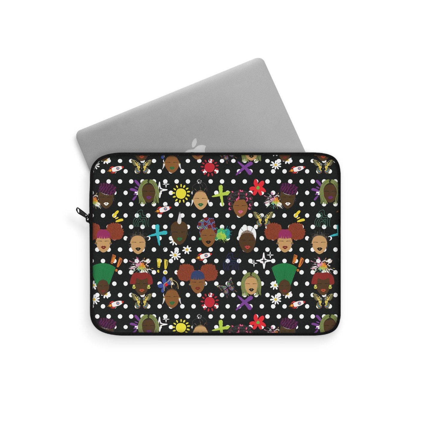 African Laptop Sleeve with Polka Dots  Stylish  Protective Case, Pro Macbook Air Sleeve