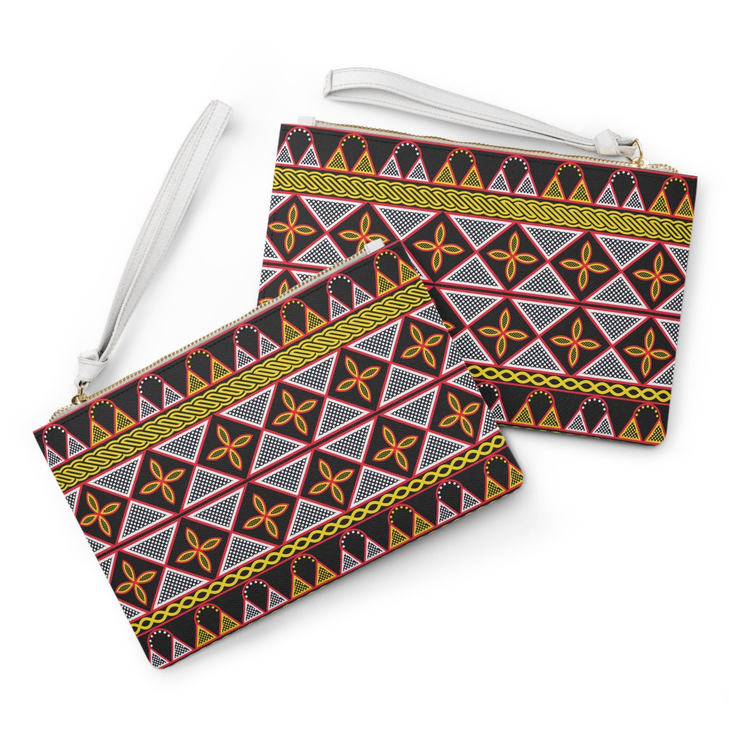 Vegan Leather Wristlet Clutch: Toghu African Print Evening Bag