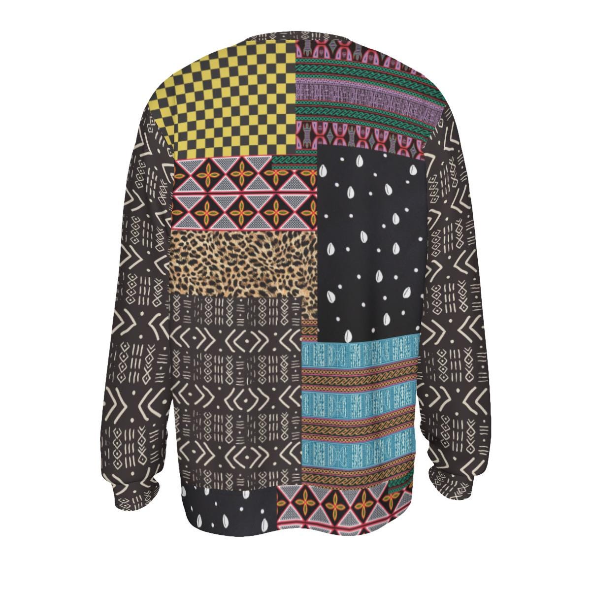 African Patchwork Print Sweatshirt, Nyanga Boy Art, Scuba Fabric