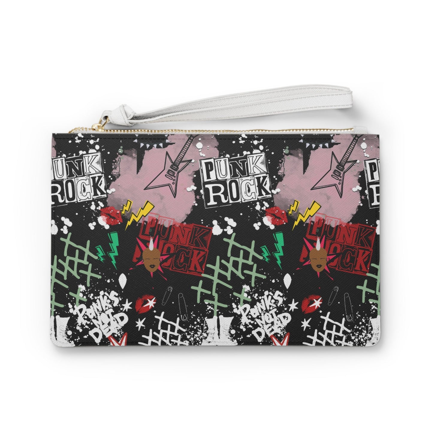 Punk Rock Vegan Leather Clutch Bag: Edgy Wristlet Purse