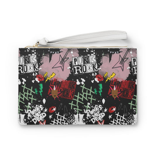 Punk Rock Vegan Leather Clutch Bag: Edgy Wristlet Purse