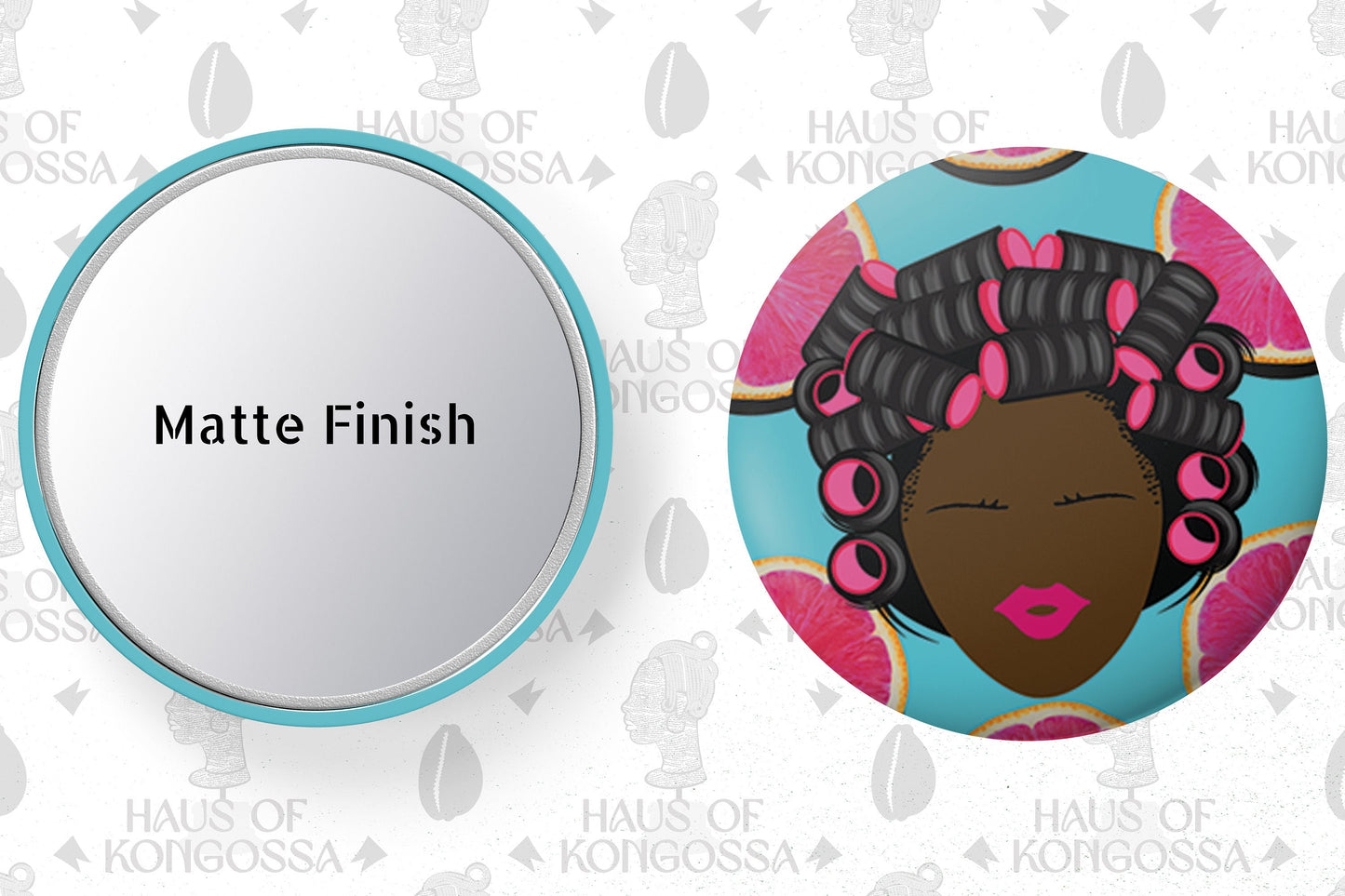 Black Girl Art Compact Handheld Mirror, 2.25 Matte Finish Pocket Makeup Mirror