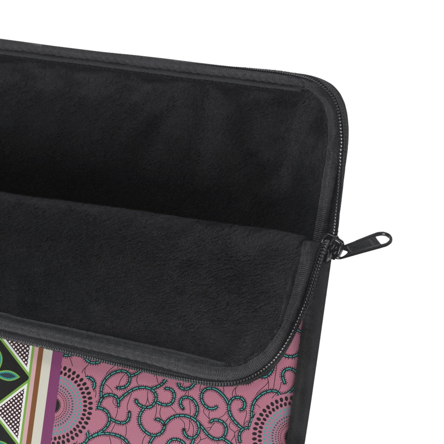 Ankara Pink Swirls with Strip Laptop Sleeve - Front Print, Pro Macbook Air Sleeve