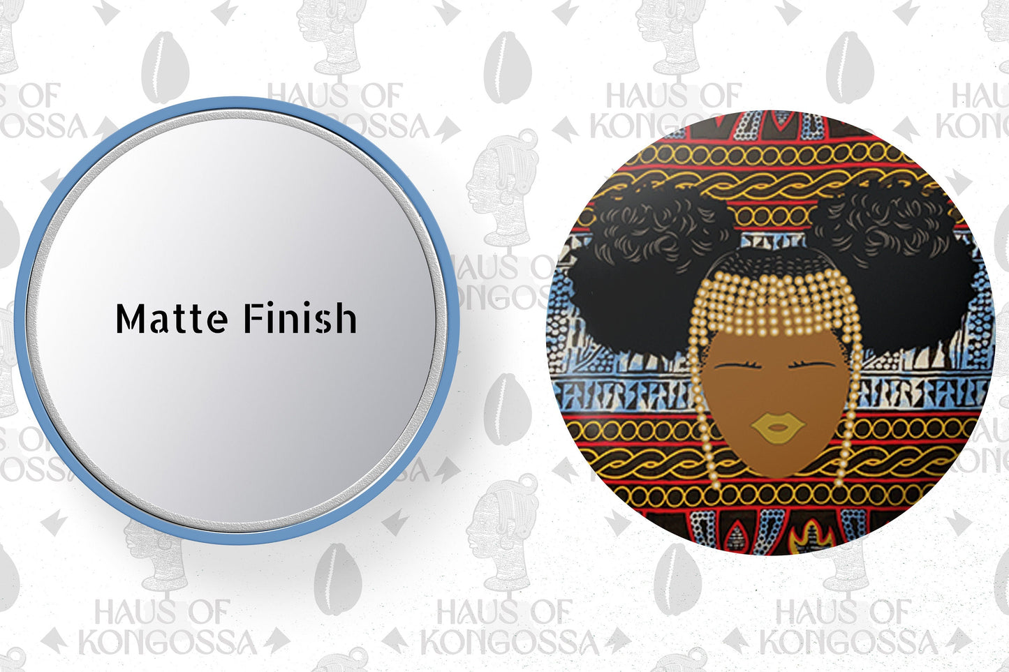 Black Girl Art Compact Handheld Mirror, 2.25 Matte Finish Pocket Makeup Mirror