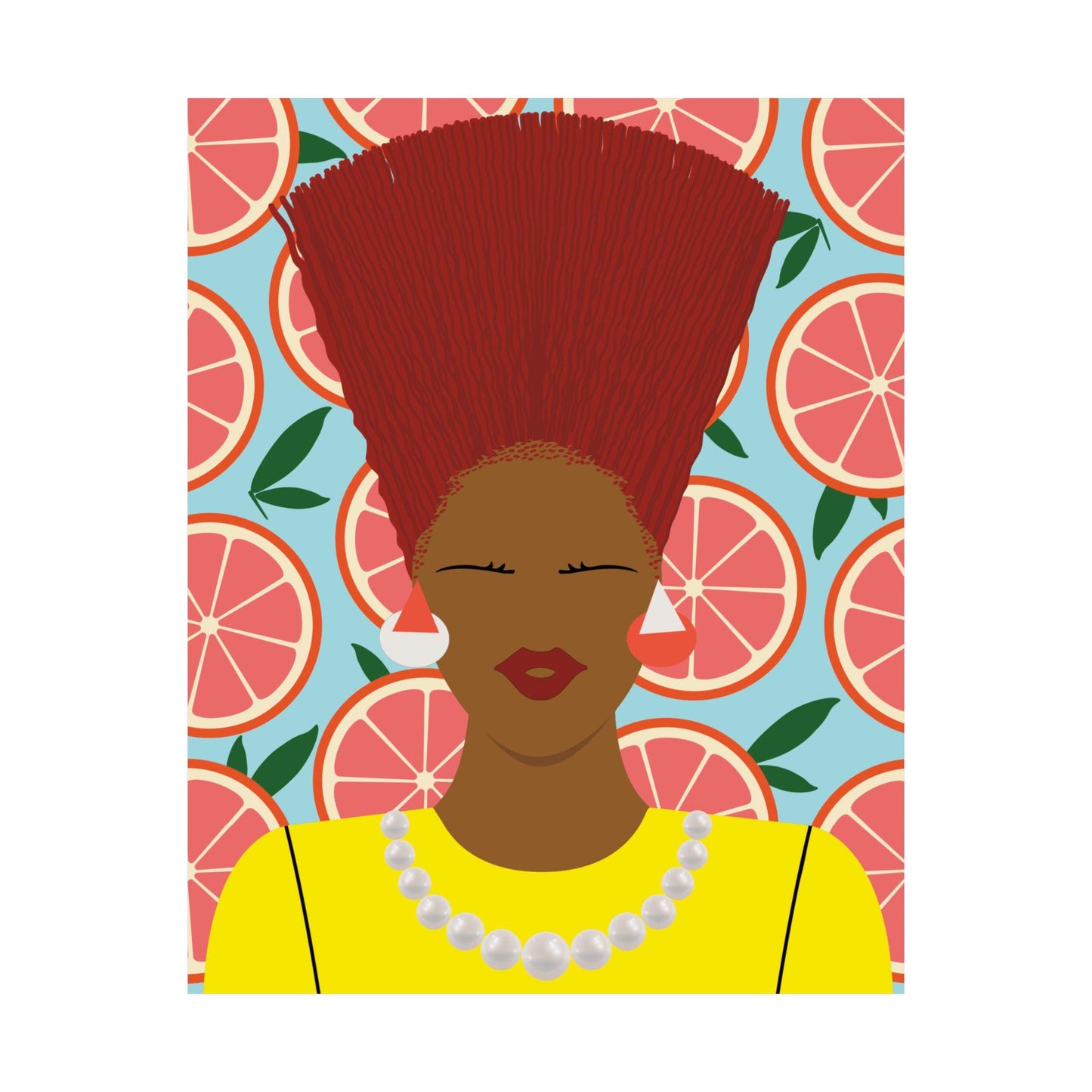 Nef with Red Hair on Grapefruits Premium Matte Vertical Posters
