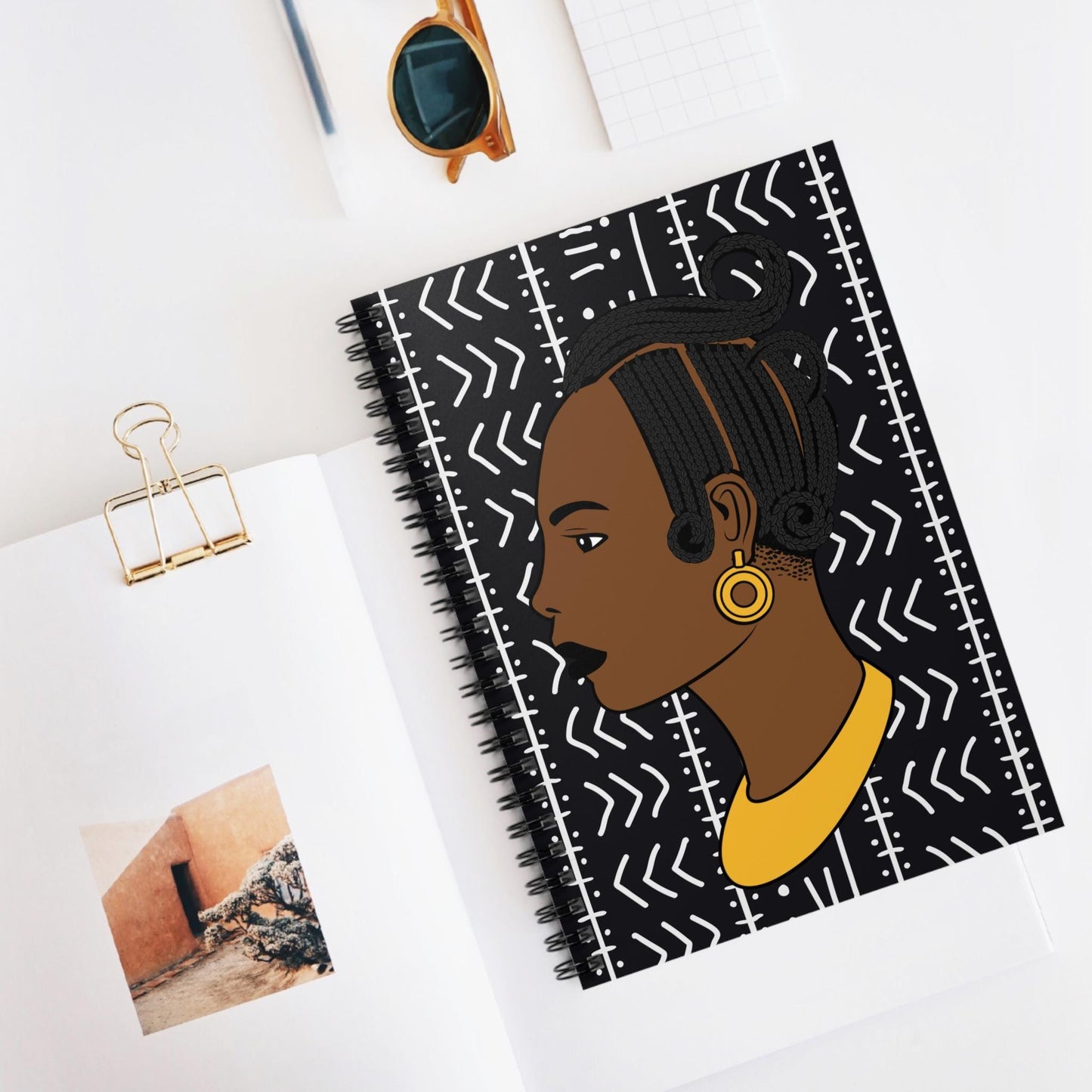 Lady Kongossa Spiral Notebook: African Mudcloth Print Journal