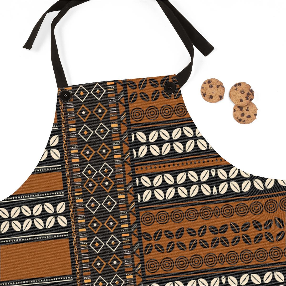 Mudcloth Print Apron, African Kitchen Gardening Apron, Retro Cooking Style Polyester