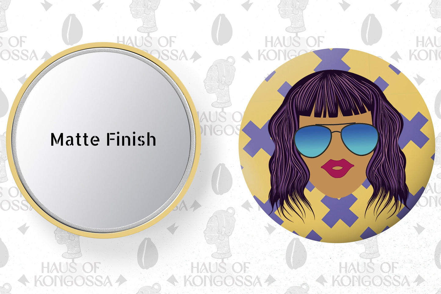 Black Girl Art Compact Handheld Mirror, 2.25 Matte Finish Pocket Makeup Mirror