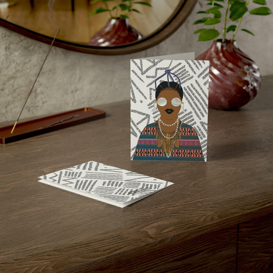 Pink Toghu Greeting Card - African Art, Graphite Glyphs (4.6" x 6.25")