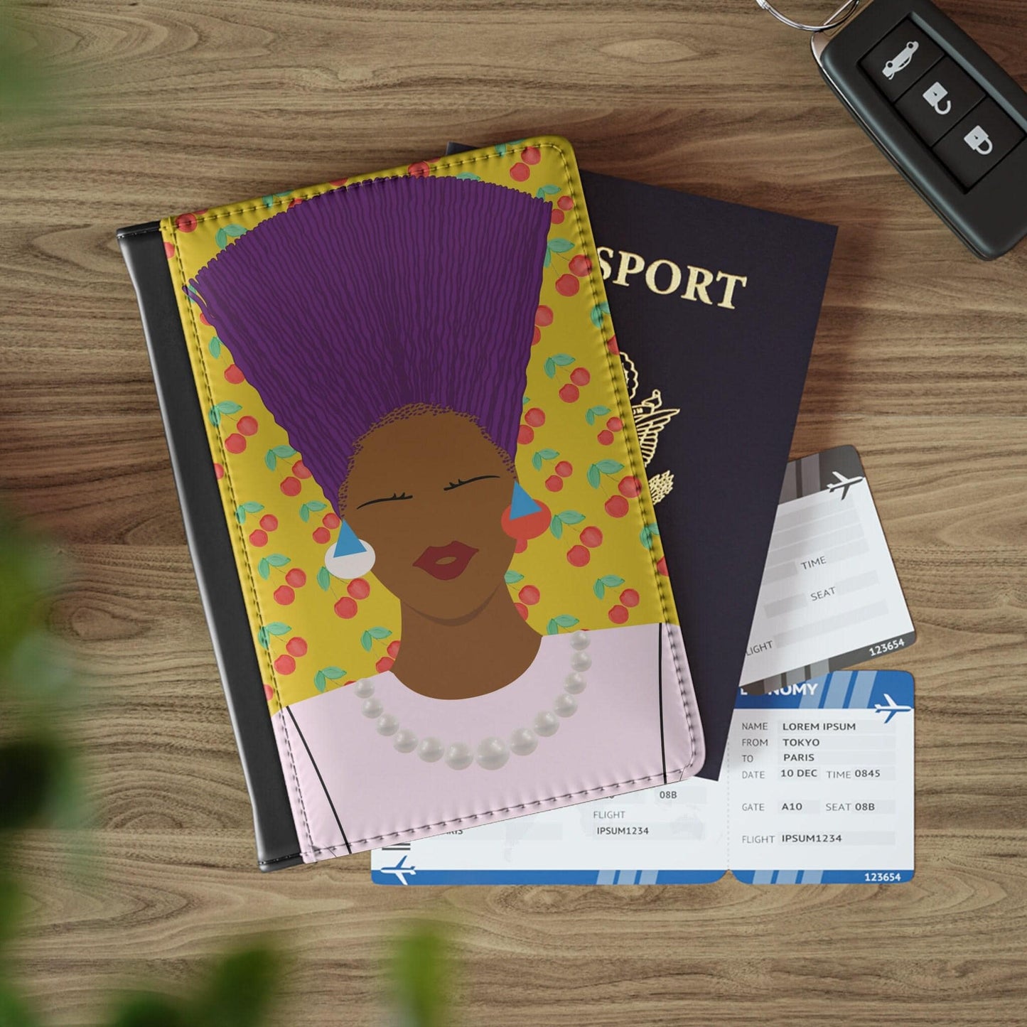 Nef with Purple Hair on Cherries - Passport Cover