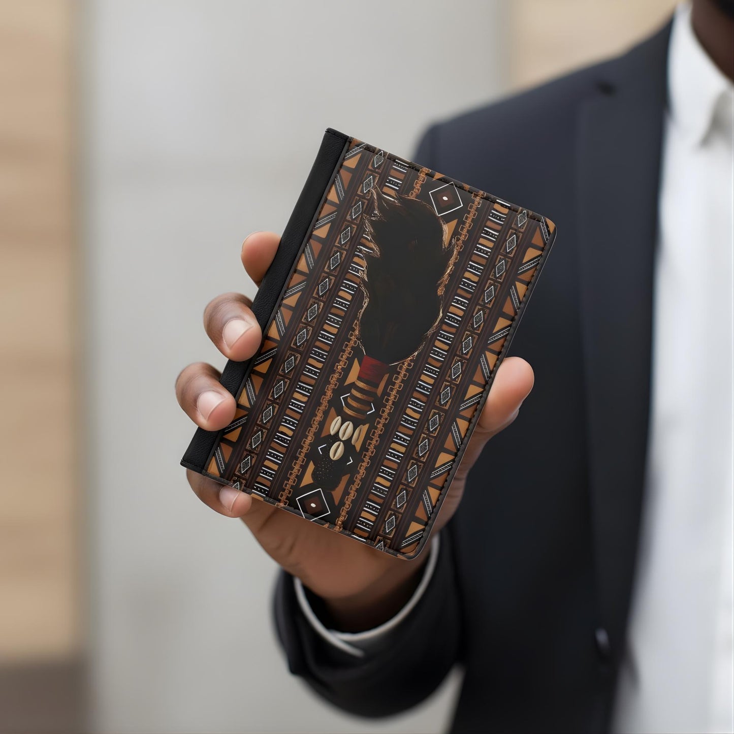 Mudcloth Print Passport Cover, African Inspired Travel Wallet