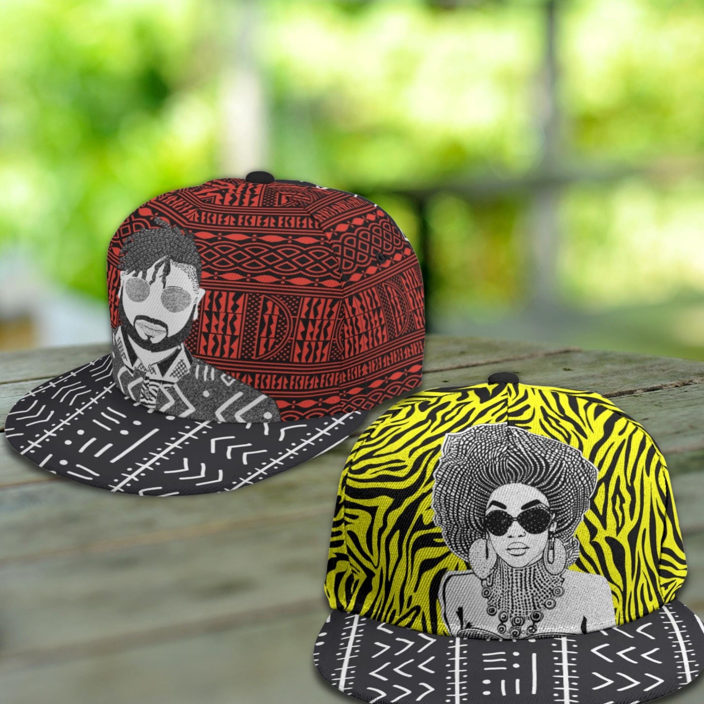 African Print Snapback Hat: Mudcloth & Zebra Pattern Flat Brim