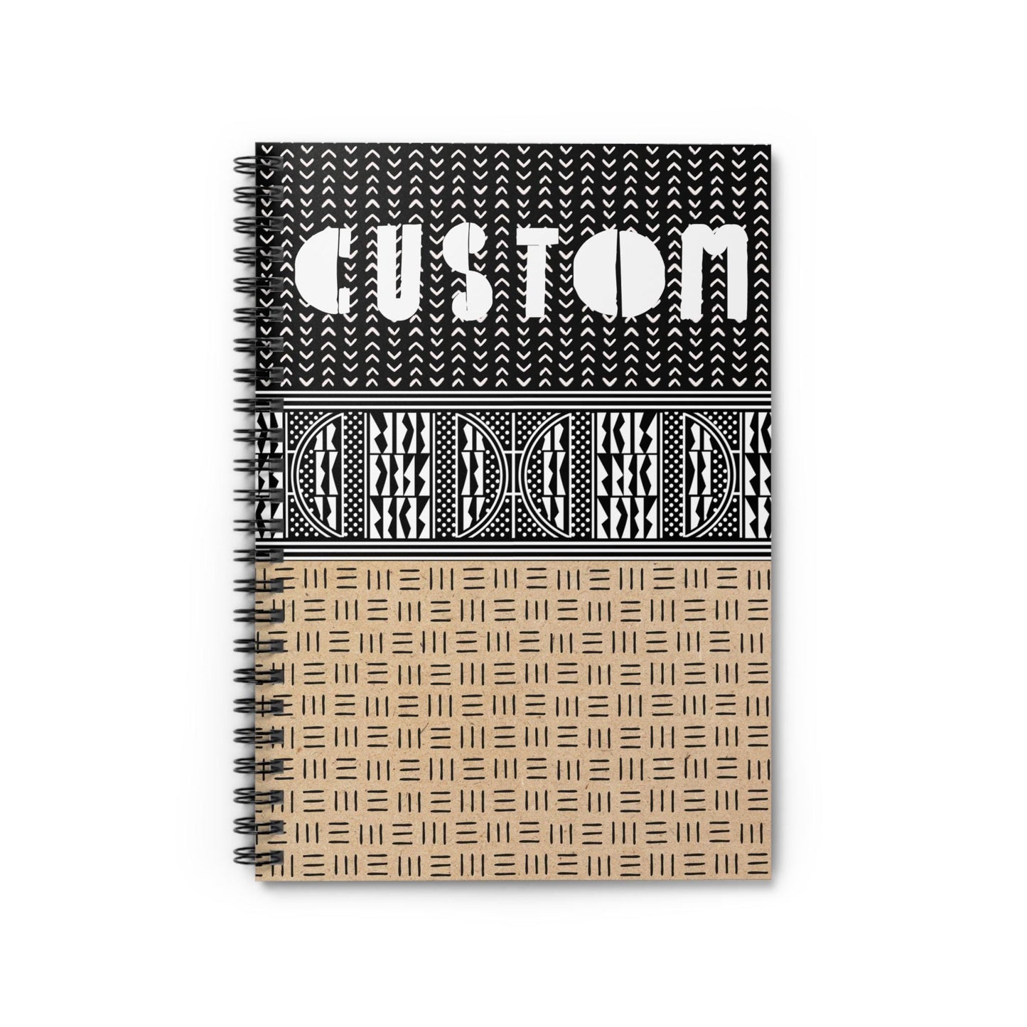Custom Personalized Mixed Mudcloth and Ndop - Front Cover Spiral Notebook - Ruled Line