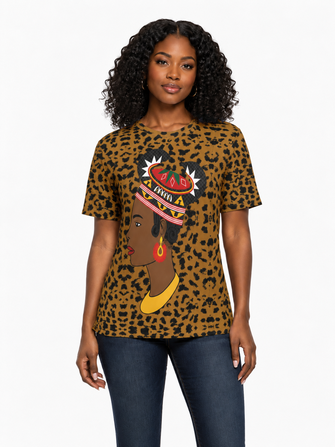 Hok Lady Unisex Athletic Eyebird T-Shirt, Cameroon Toghu Design, Ready to Ship  All-Over Print T-Shirt