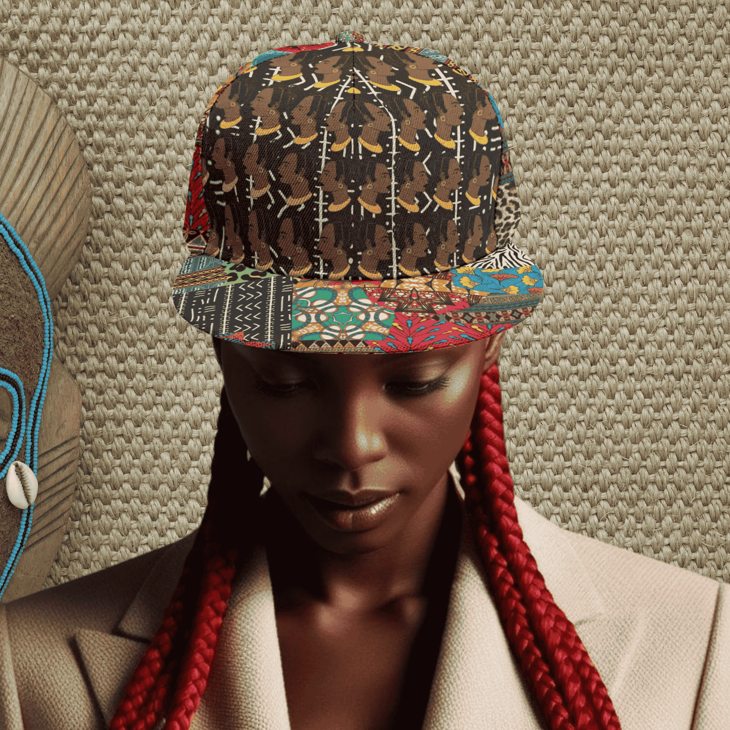African Print Snapback Hat: Lady Kongossa AnkaraPrint, Adjustable, African Print  Flat Brim, Ready to Ship (Copy)