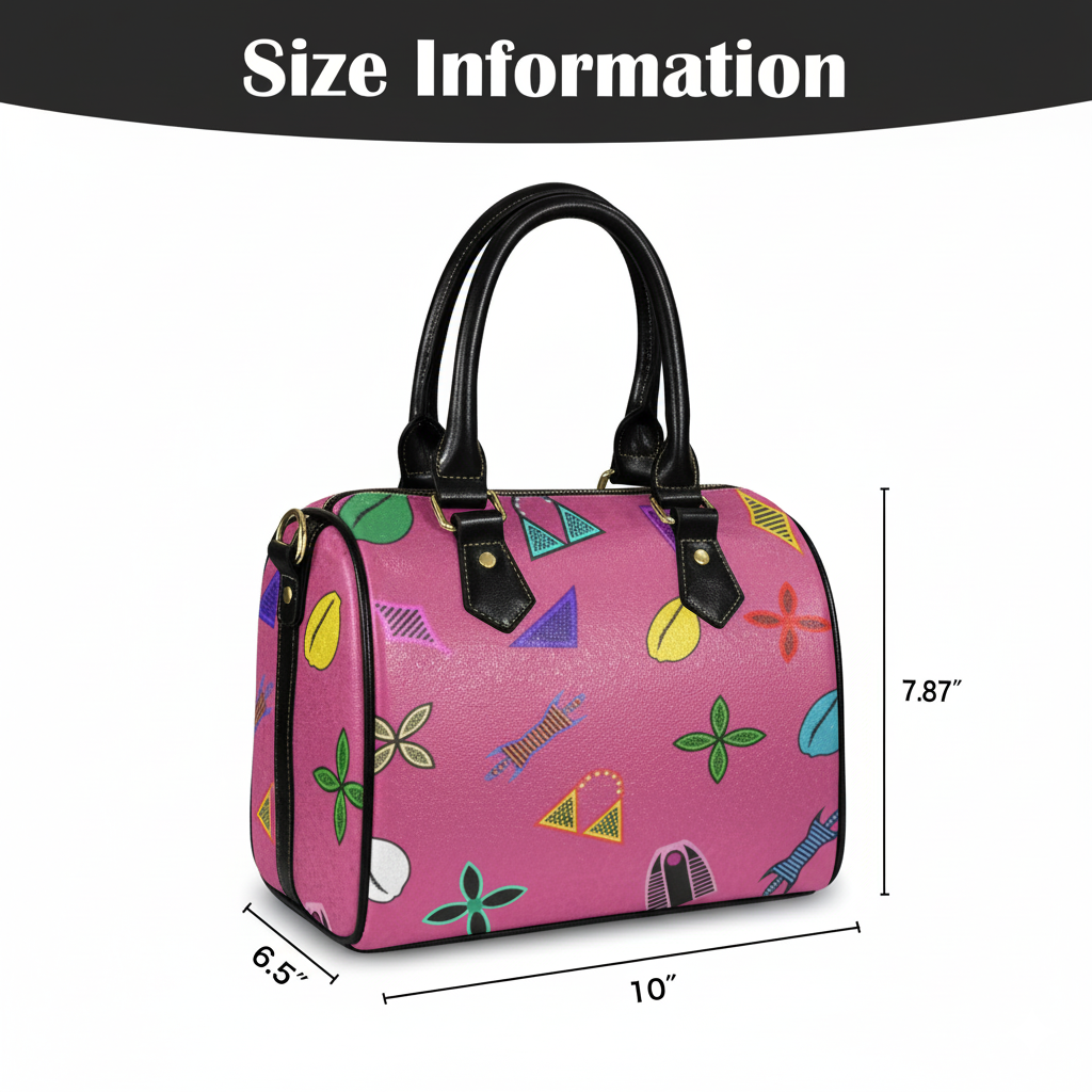 Hot Pink Neon Toghu Shapes Textured Vegan Leather Satchel Bag