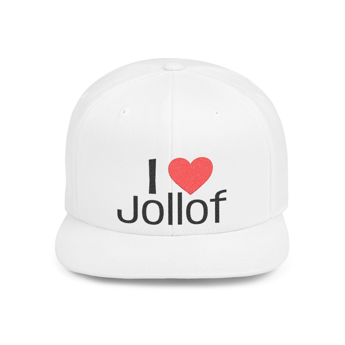 I luv Jollof Flat Bill Snapback Hat, Embroidered Adjustable One Size Cap