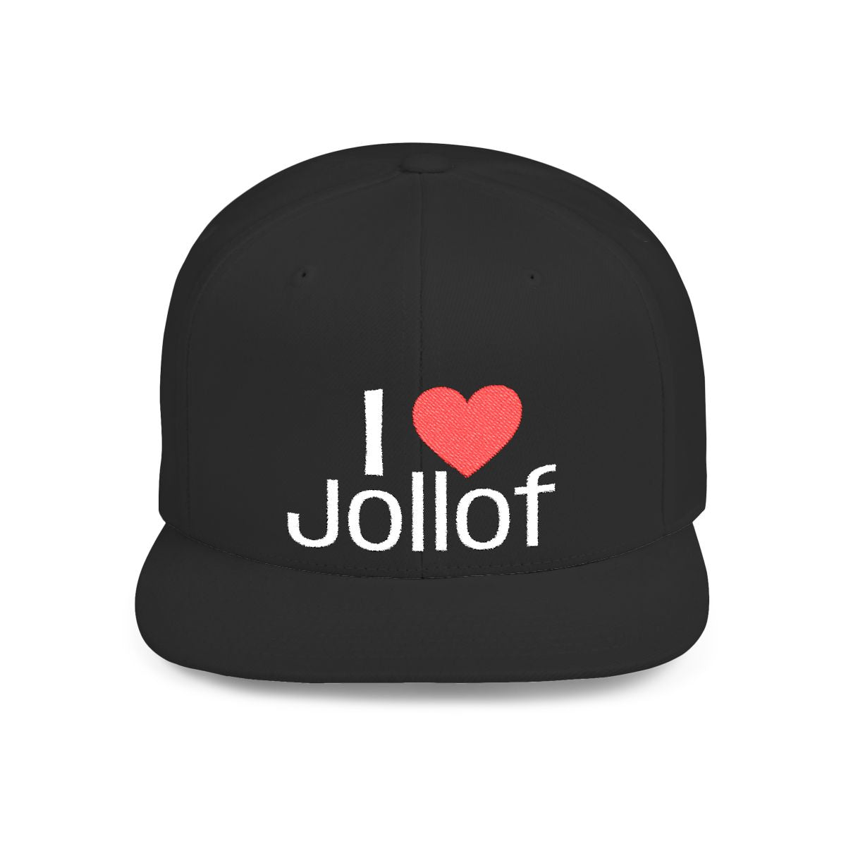 I luv Jollof Flat Bill Snapback Hat, Embroidered Adjustable One Size Cap