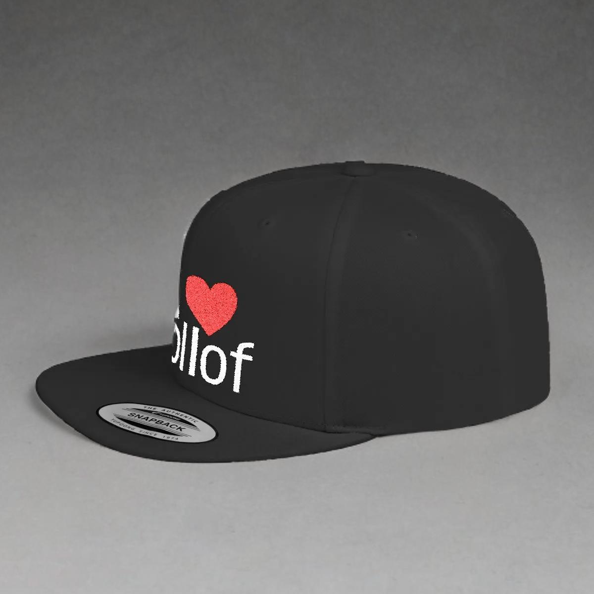 I luv Jollof Flat Bill Snapback Hat, Embroidered Adjustable One Size Cap
