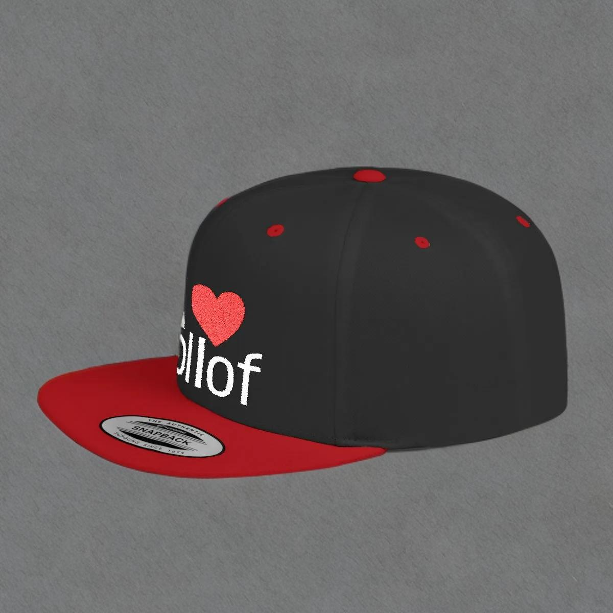 I luv Jollof Flat Bill Snapback Hat, Embroidered Adjustable One Size Cap