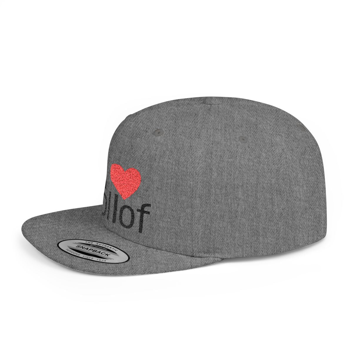 I luv Jollof Flat Bill Snapback Hat, Embroidered Adjustable One Size Cap