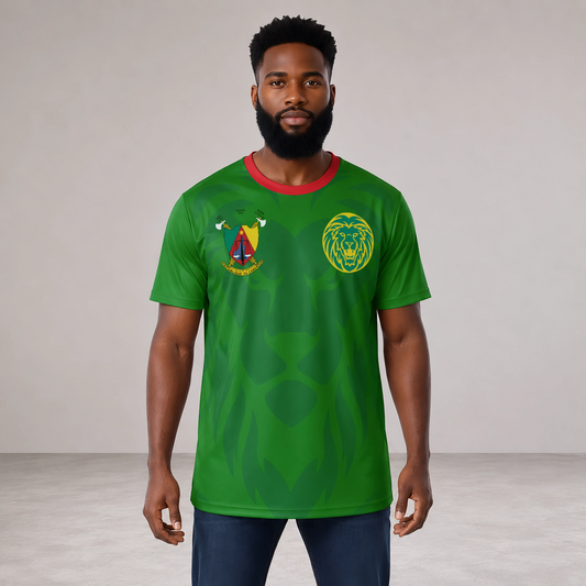 Cameroon Indomitable Lions Soccer Jersey – Green African Athletic Eyebird Football Tee