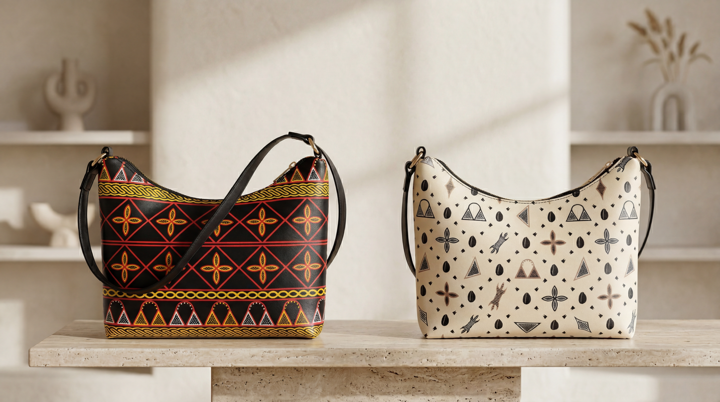 Toghu Print Hobo Bag: Two-Sided Shoulder Handbag